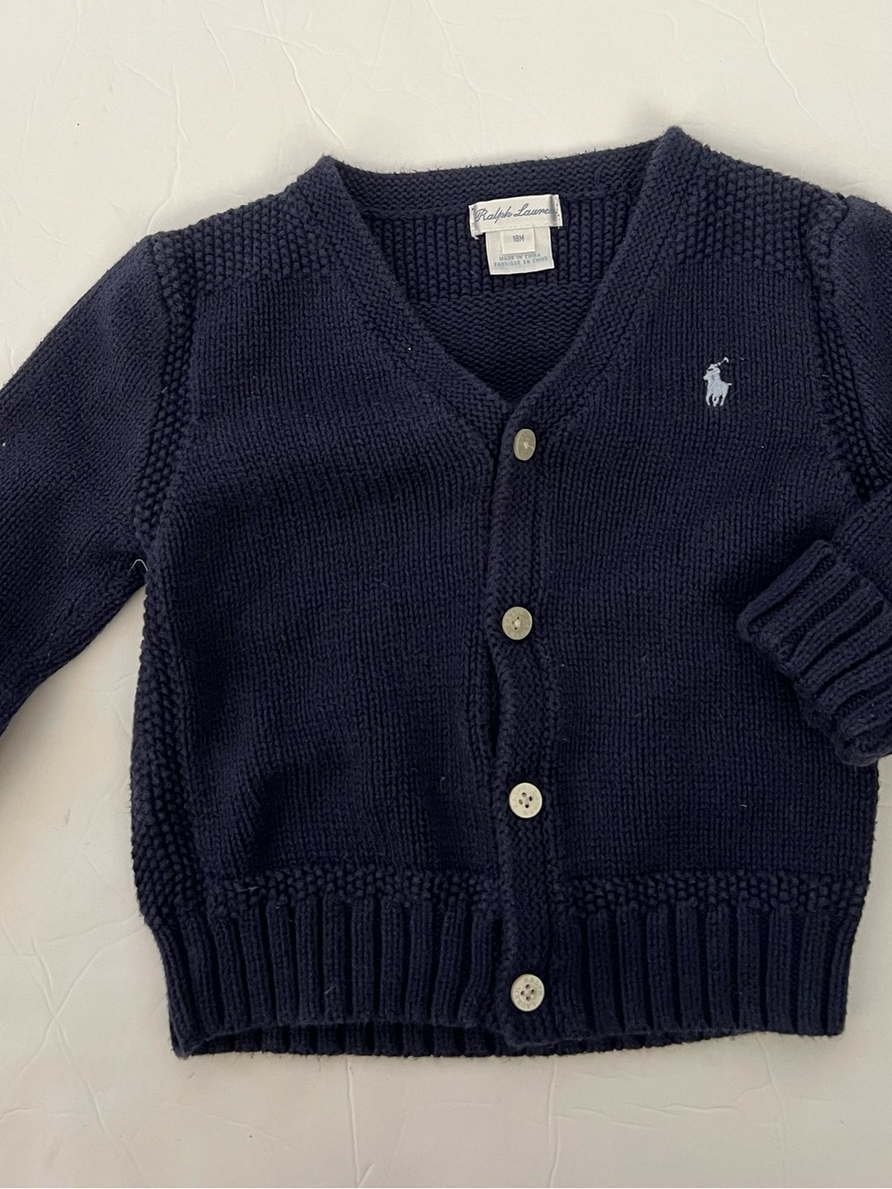 Ralph Lauren Navy V‑Neck Knit Cardigan for 18m Baby / Kids